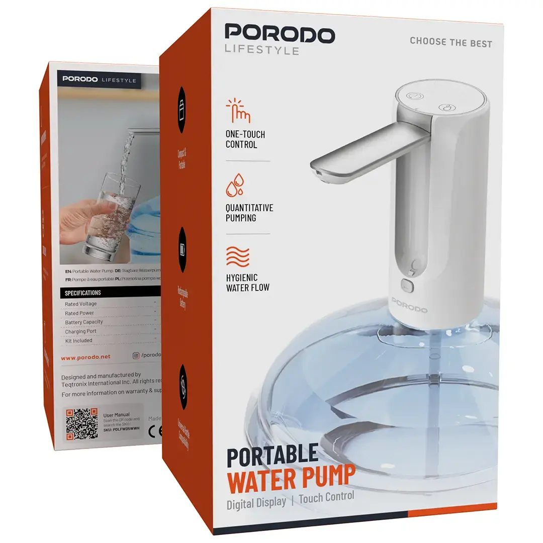 Porodo Lifestyle Portable Water Pump Digital Display And Touch Control - PDLFWD5WWH