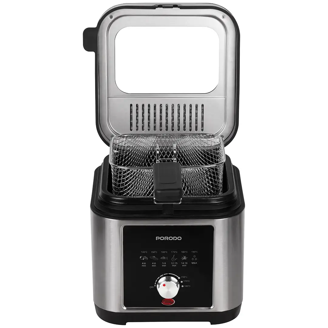 Porodo Lifestyle Stainless Steel 2.5l Deep Fryer Adjustable Temperature | Non-Stick Tray - PDLFSTED02FSL