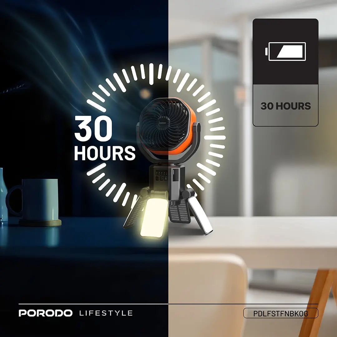 Porodo Lifestyle Suncharge Outdoor Solar Fan - PDLFSTFNBKOG