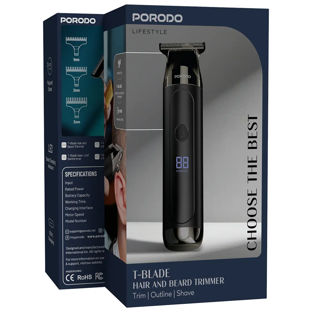 Porodo Lifestyle T-Blade Hair And Beard Trimmer - PDLFST154BK