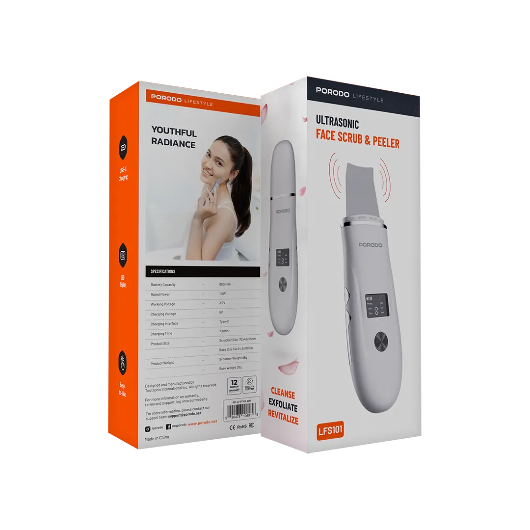 Porodo Lifestyle Ultrasonic Face Scrub & Peeler - PDLFST101WH