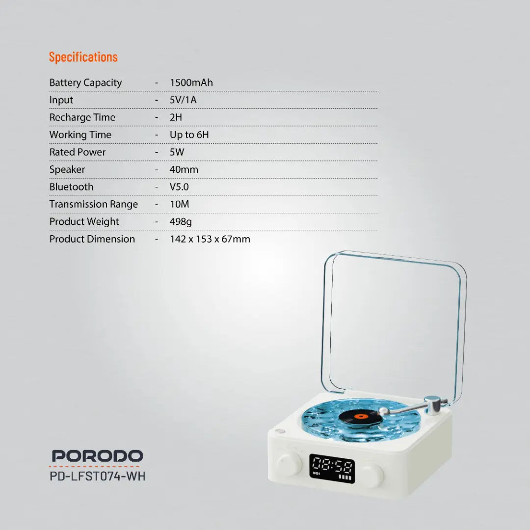 Porodo Lifestyle White Noise Portable Speaker - PD-LFST074-PK