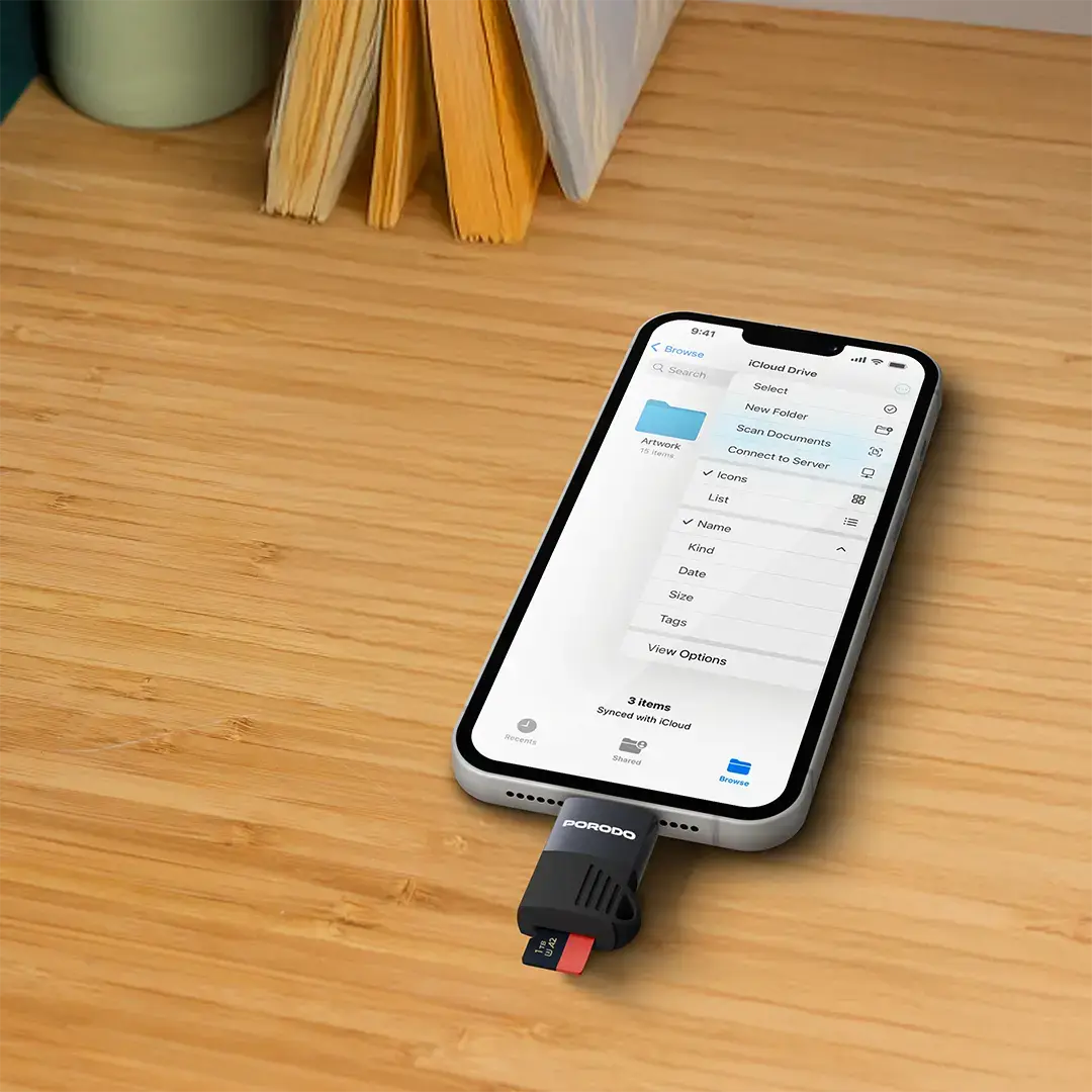 Porodo Lightning | OTG TF Card Reader - PDETK19BK