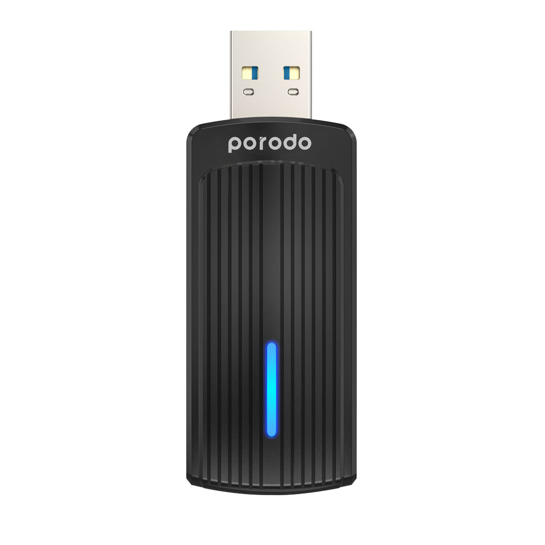 Porodo Dual Band WiFi Adapter Integrated Antenna High-Speed USB 3.0 - PD-WDB6AC-BK