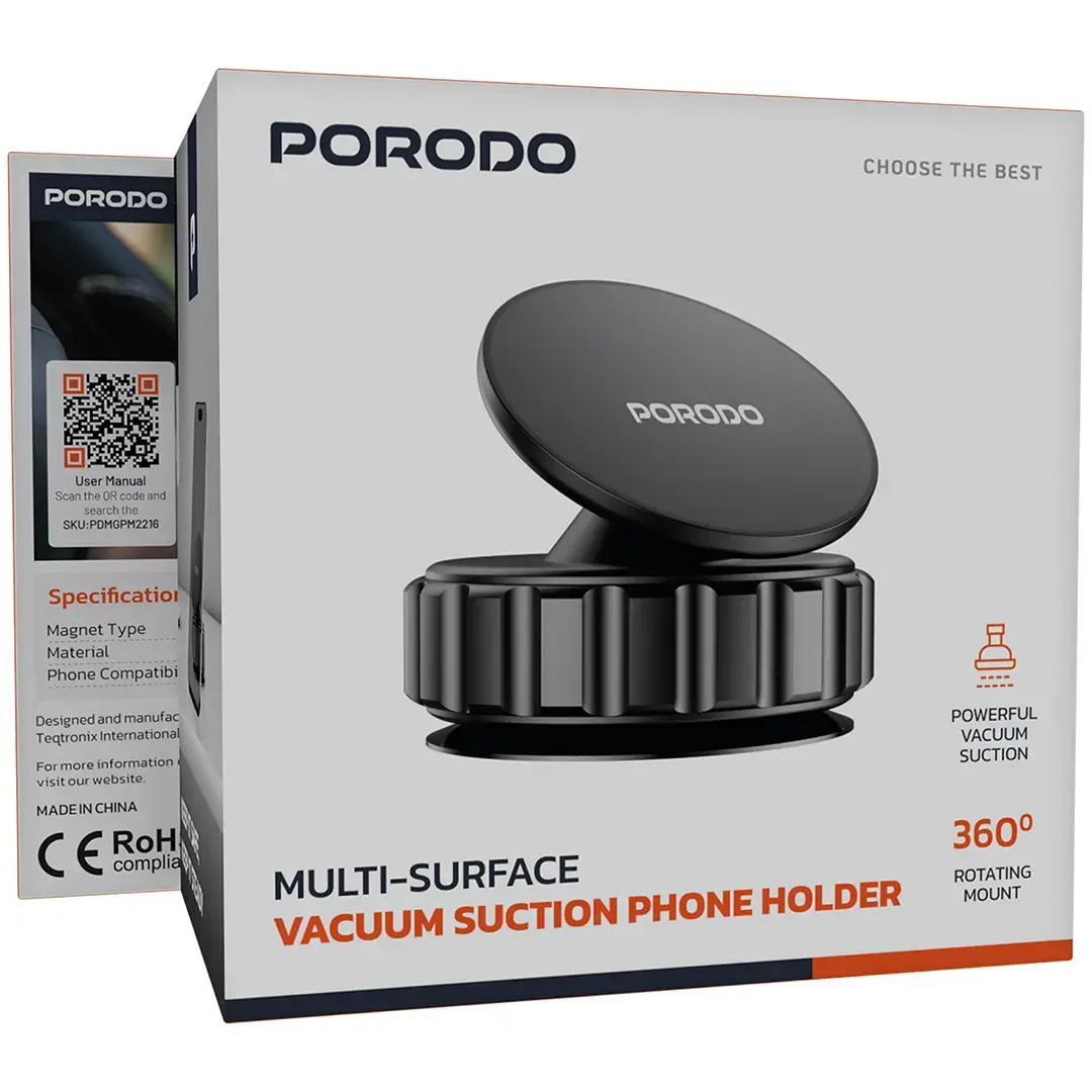 Porodo Multi-Surface Vacuum Suction Phone Holder - PDMGPM2216