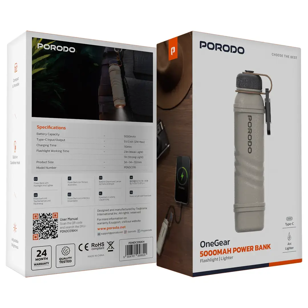 Porodo One Gear 5000mAh Power Bank - PDNDC016KH