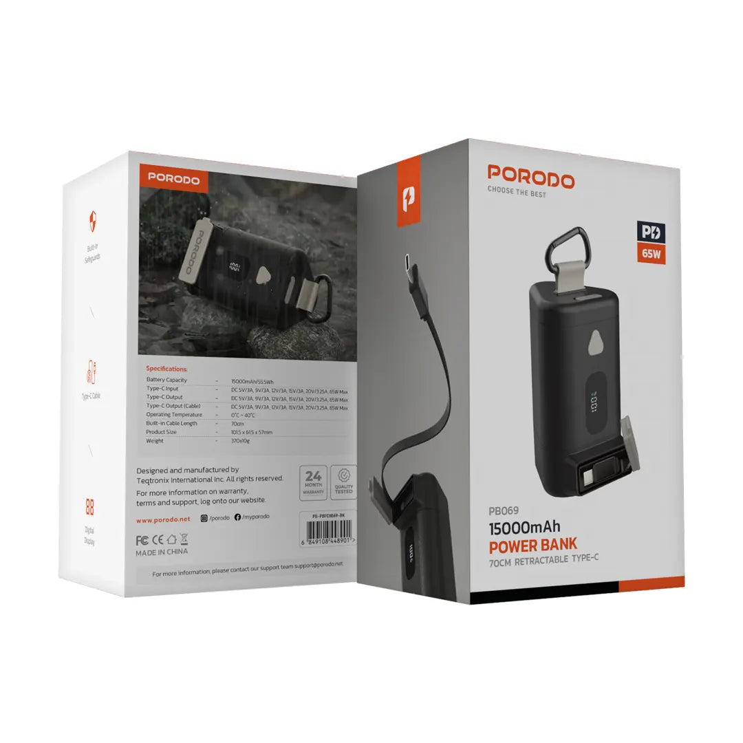 Porodo Power Bank PB069 15000mAh - PD-PBFCH069-BK