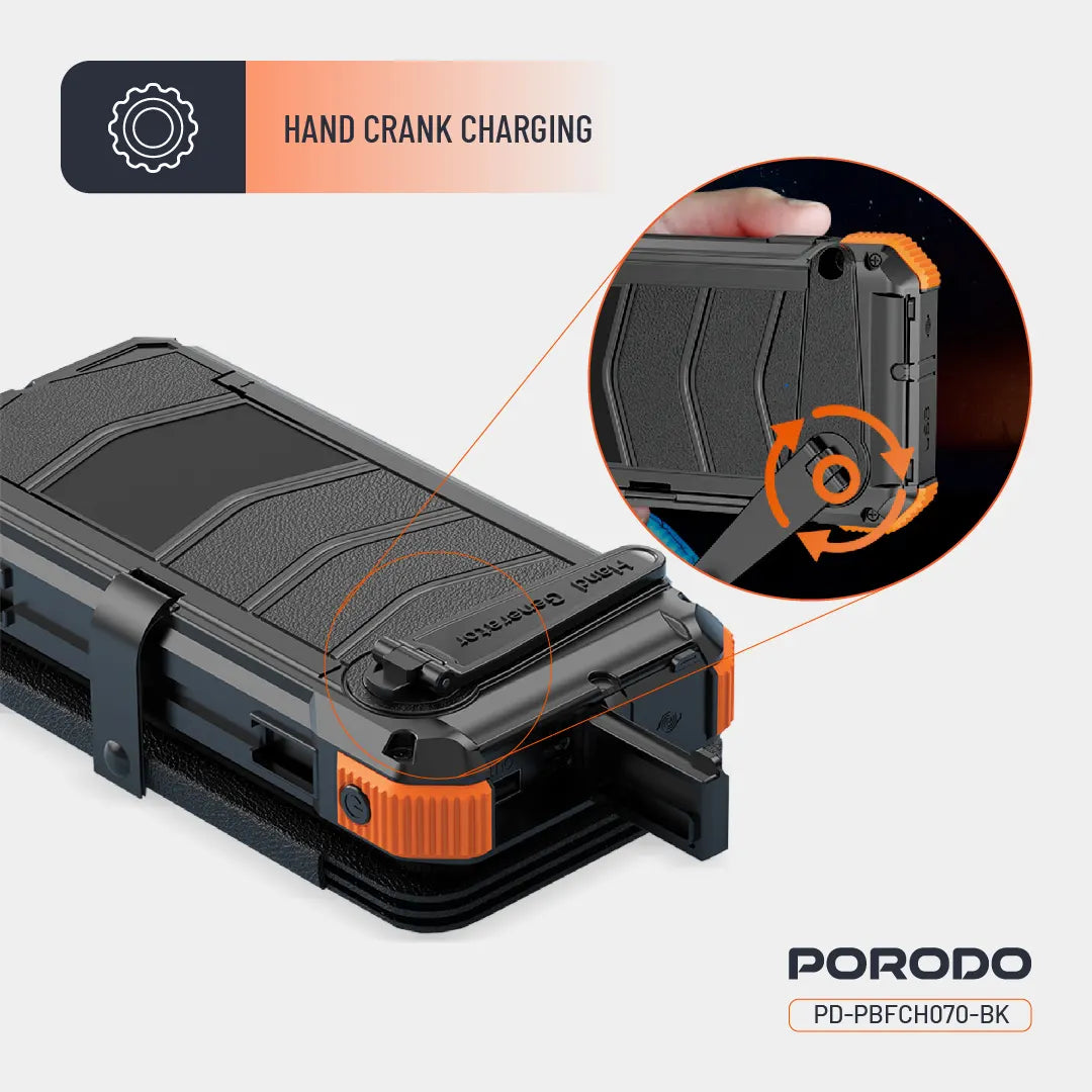 Porodo Power Bank PB070 20000mAh 4-Panel Solar - PDPBFCH070BK