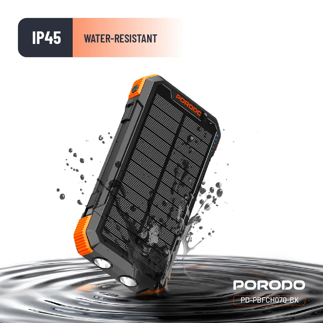 Porodo Power Bank PB070 20000mAh 4-Panel Solar - PDPBFCH070BK