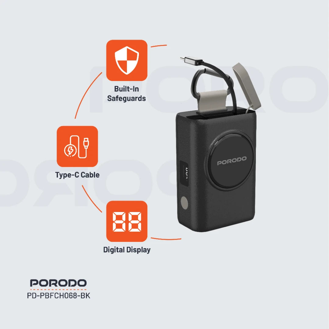 Porodo Power Bank PB068 10000mAh - PD-PBFCH068-BK