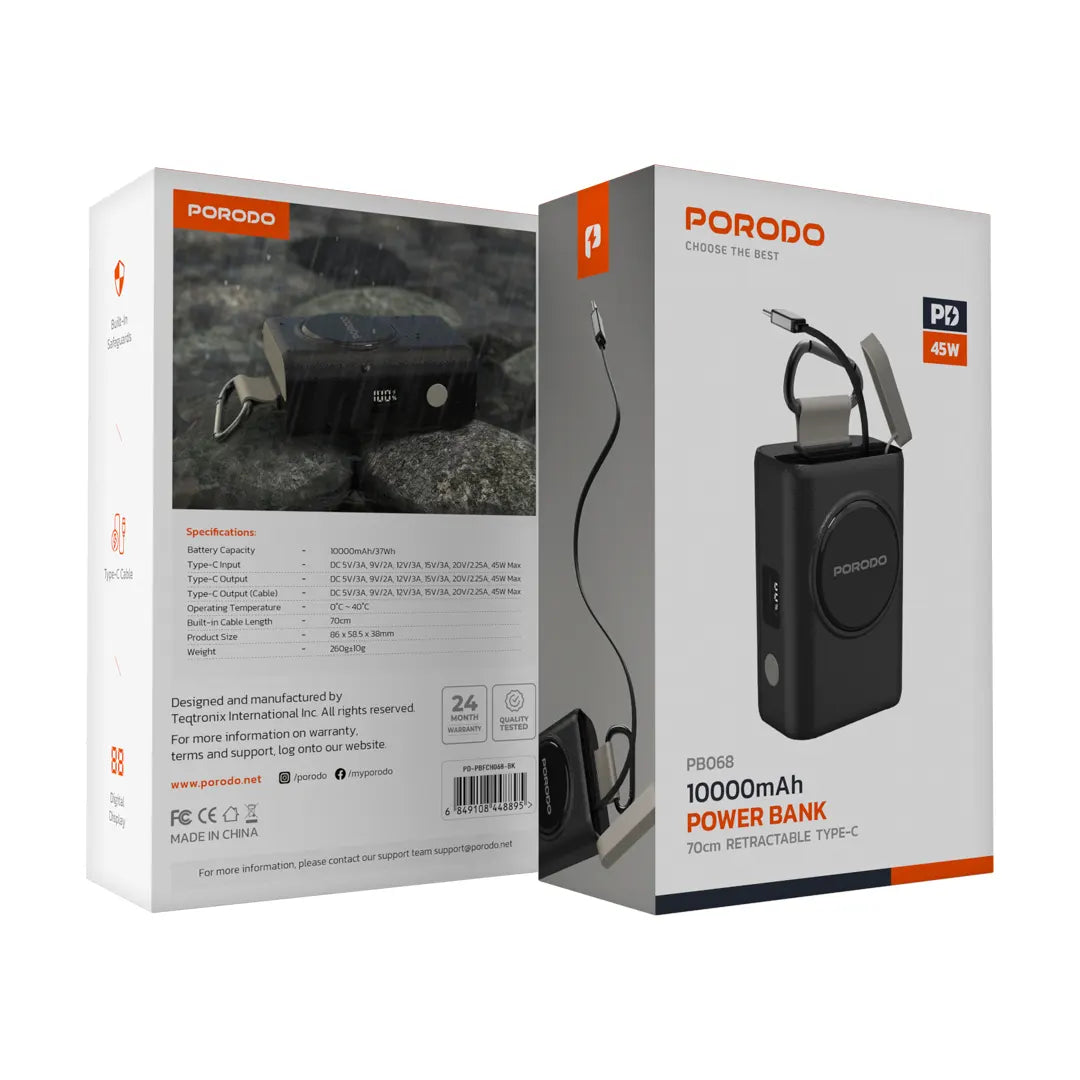 Porodo Power Bank PB068 10000mAh - PD-PBFCH068-BK