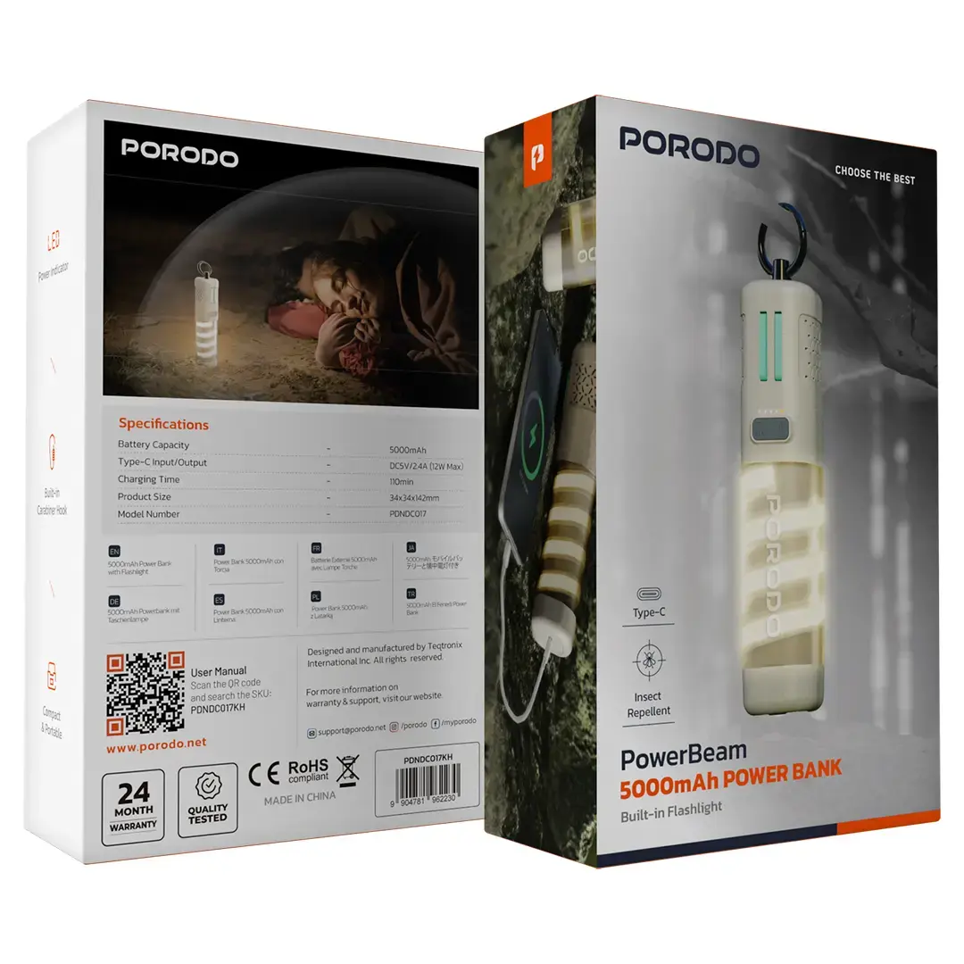 Porodo Powerbeam 5000mAh Power Bank - PDNDC017KH