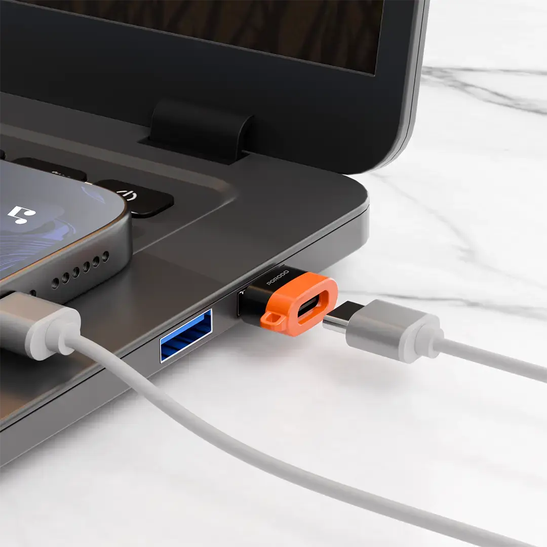 Porodo SnapCharge USB-A to USB-C Converter Power Charging and Data Transfer - PDETK17BKOG
