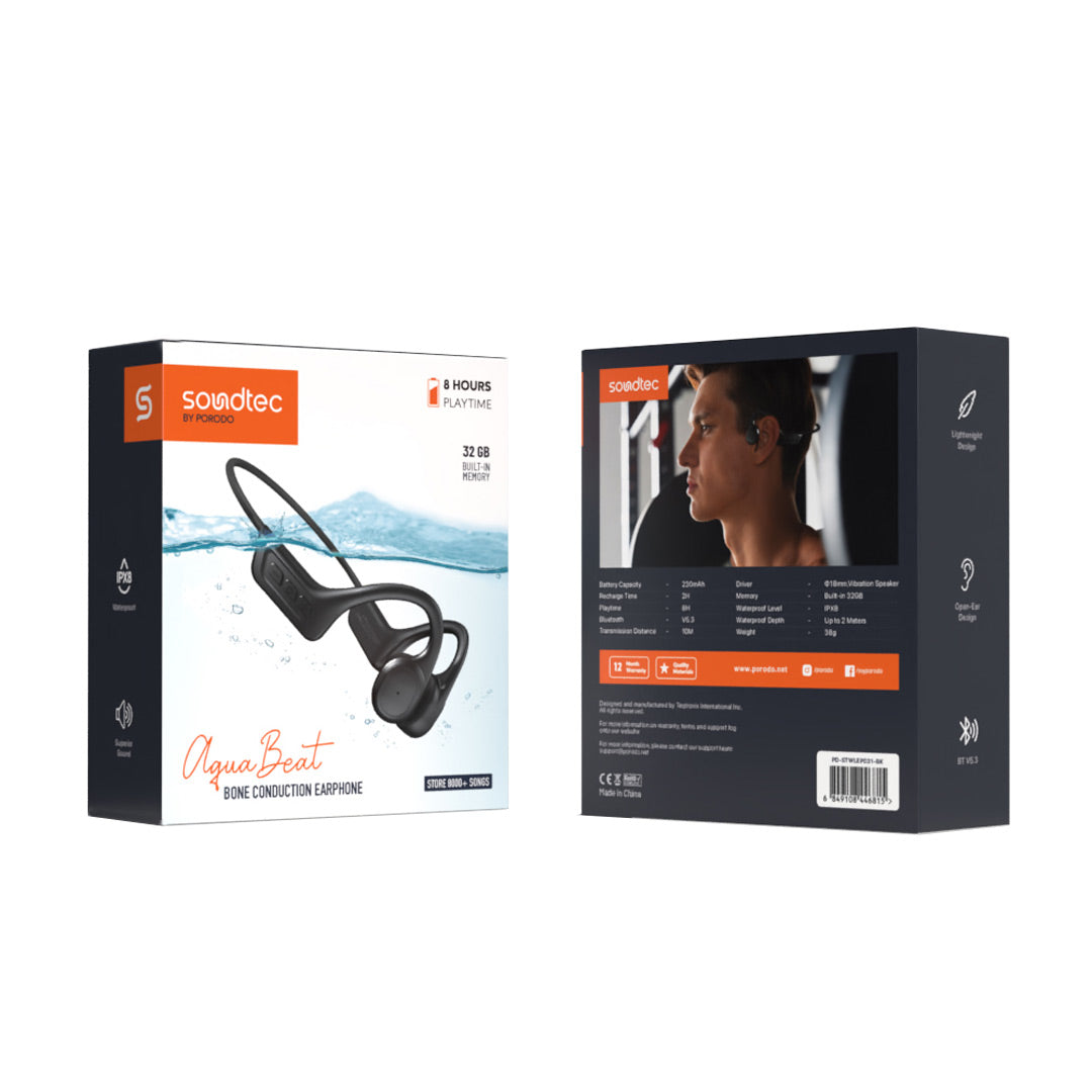 Porodo Soundtec Aqua Beat Bone Conduction Earphone - PD-STWLEP031-BK