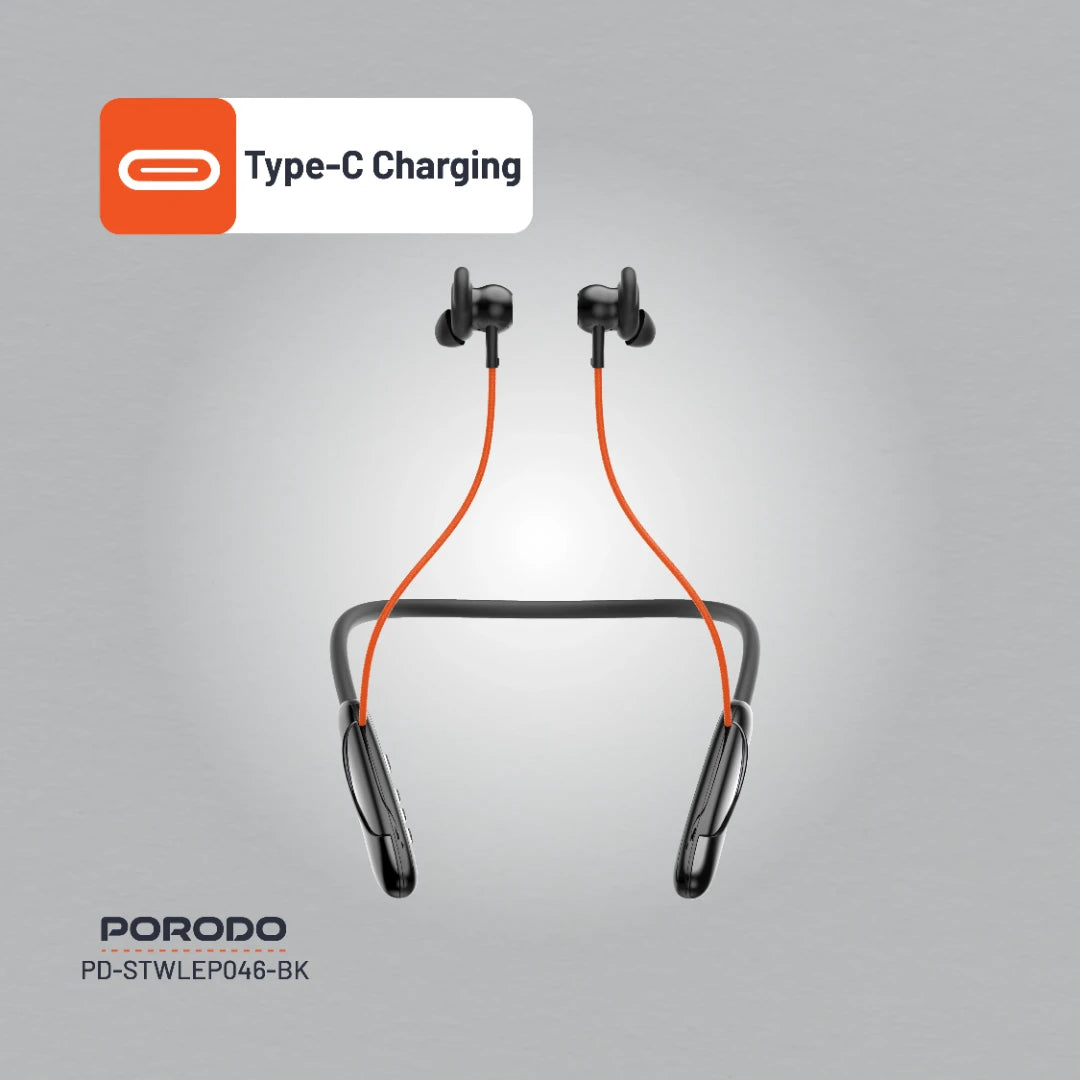 Porodo Echo Flex Magnetic Buds Hall-Switch Technology - PD-STWLEP046-BK