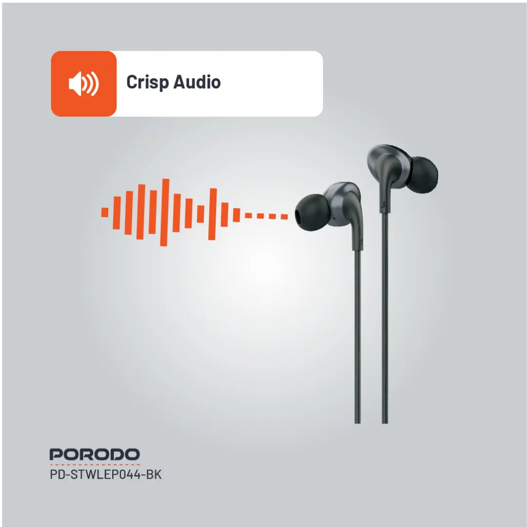 Porodo Soundtec Stereo Earphones - PD-STWLEP044-BK
