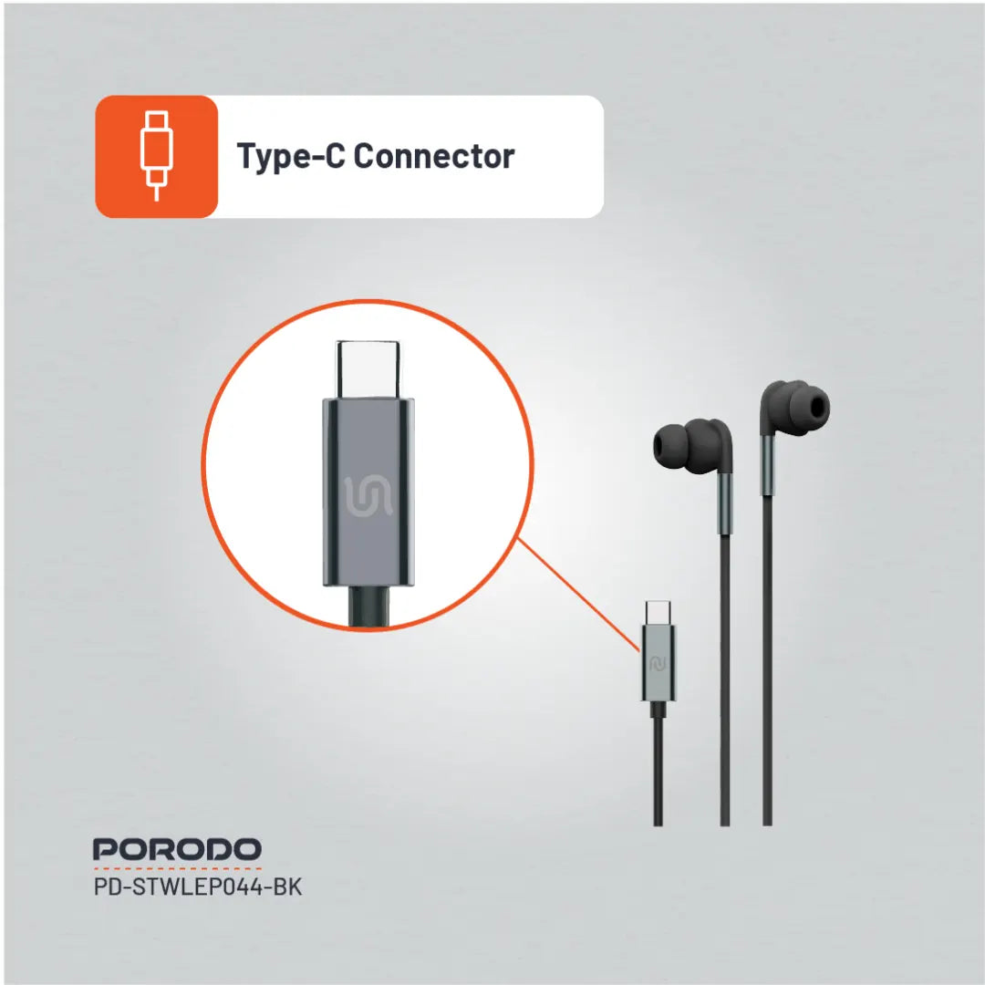Porodo Soundtec Stereo Earphones - PD-STWLEP044-BK