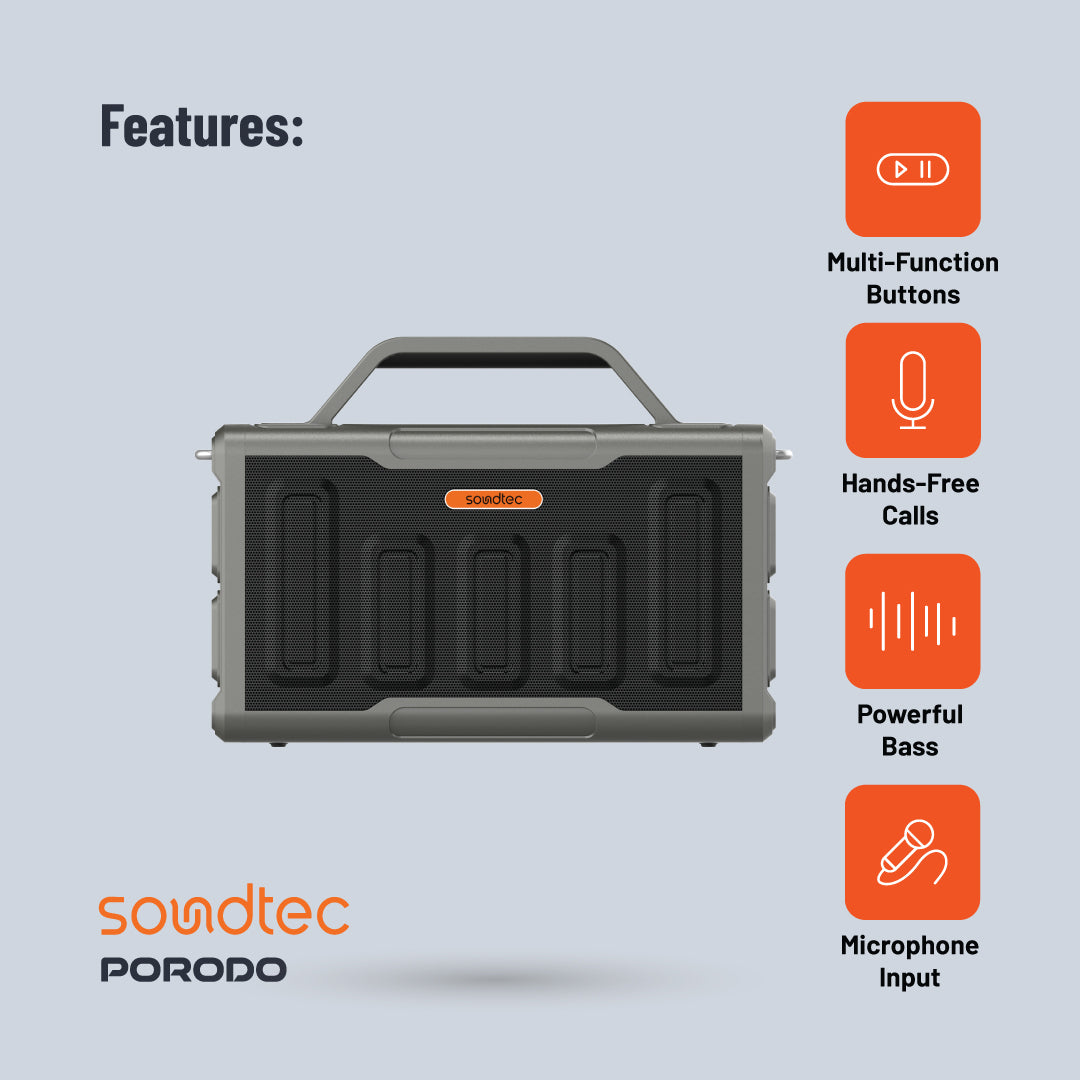 Porodo Soundtec Surge 2.2 Channel Party Speaker - PD-STPS100-BK