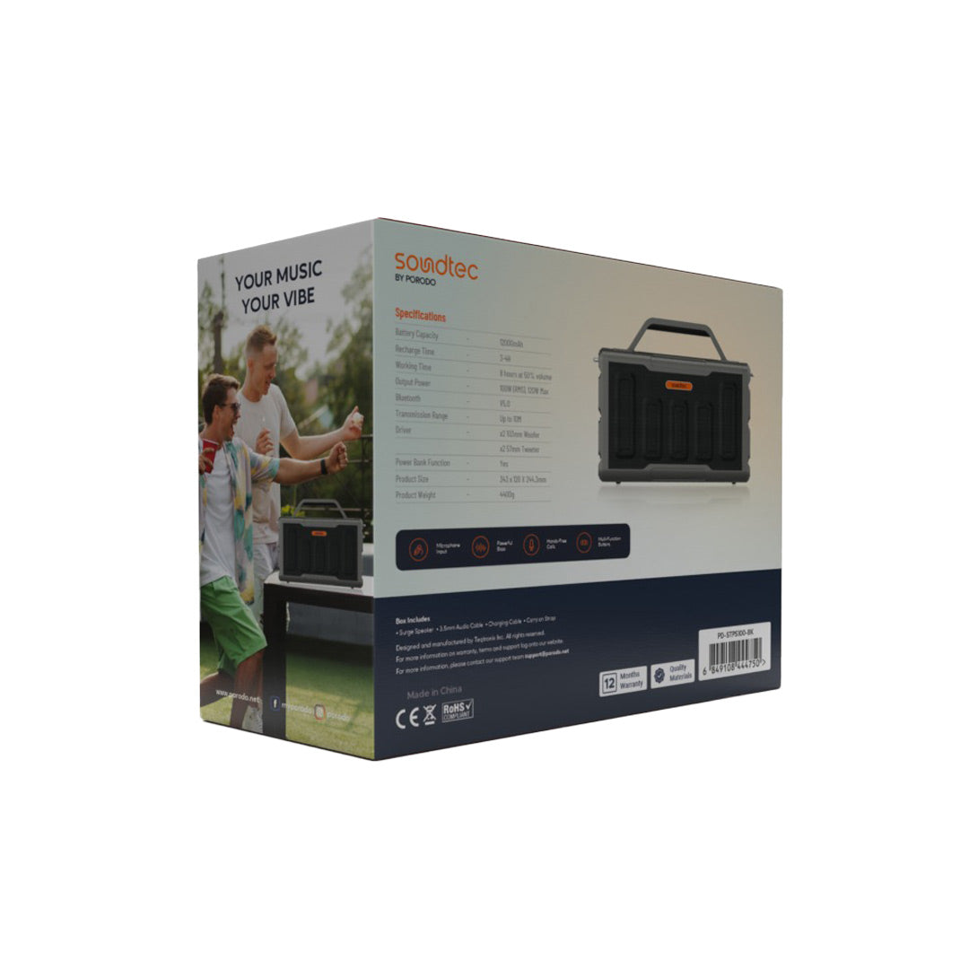 Porodo Soundtec Surge 2.2 Channel Party Speaker - PD-STPS100-BK