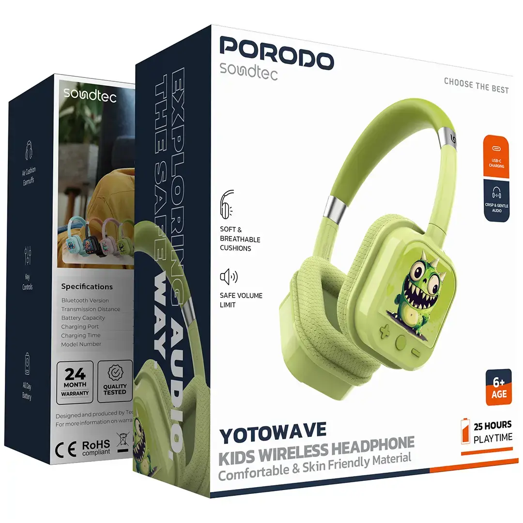 Porodo Soundtec Yotowave Kids Wireless Headphone - PDSTC303ORBK