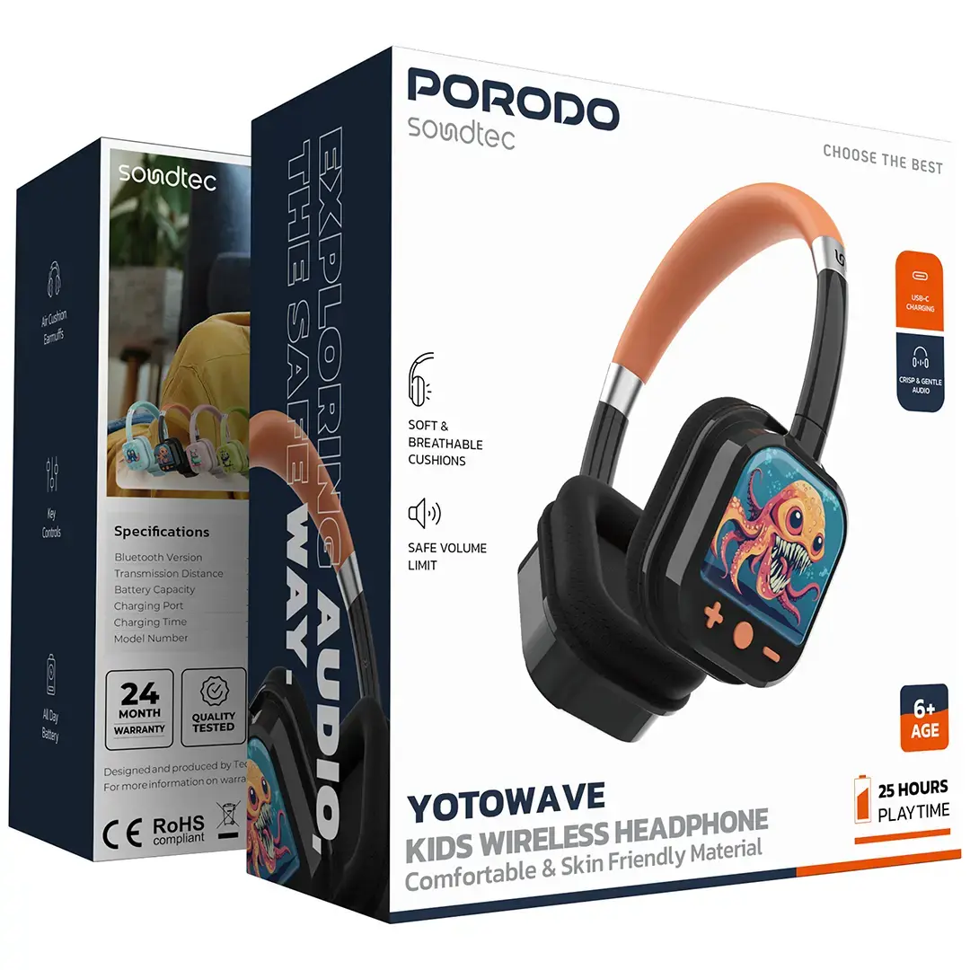 Porodo Soundtec Yotowave Kids Wireless Headphone - PDSTC303ORBK