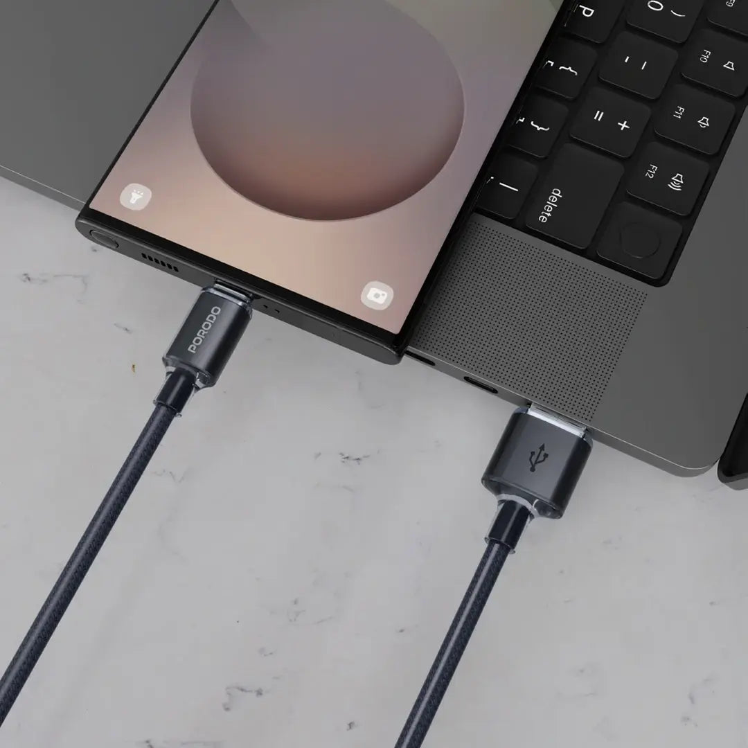 Porodo USB-A TO USB-C Braided Cable - PDCBL0035BK