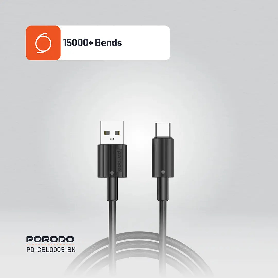 Porodo USB-A to USB-C Durable Charging Cable - PDCBL0005BK