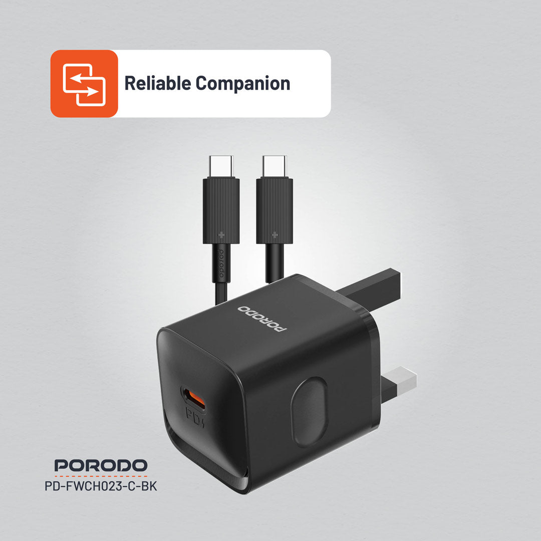 Porodo USB-C Power Delivery Wall Charger - PD-FWCH023-C-BK