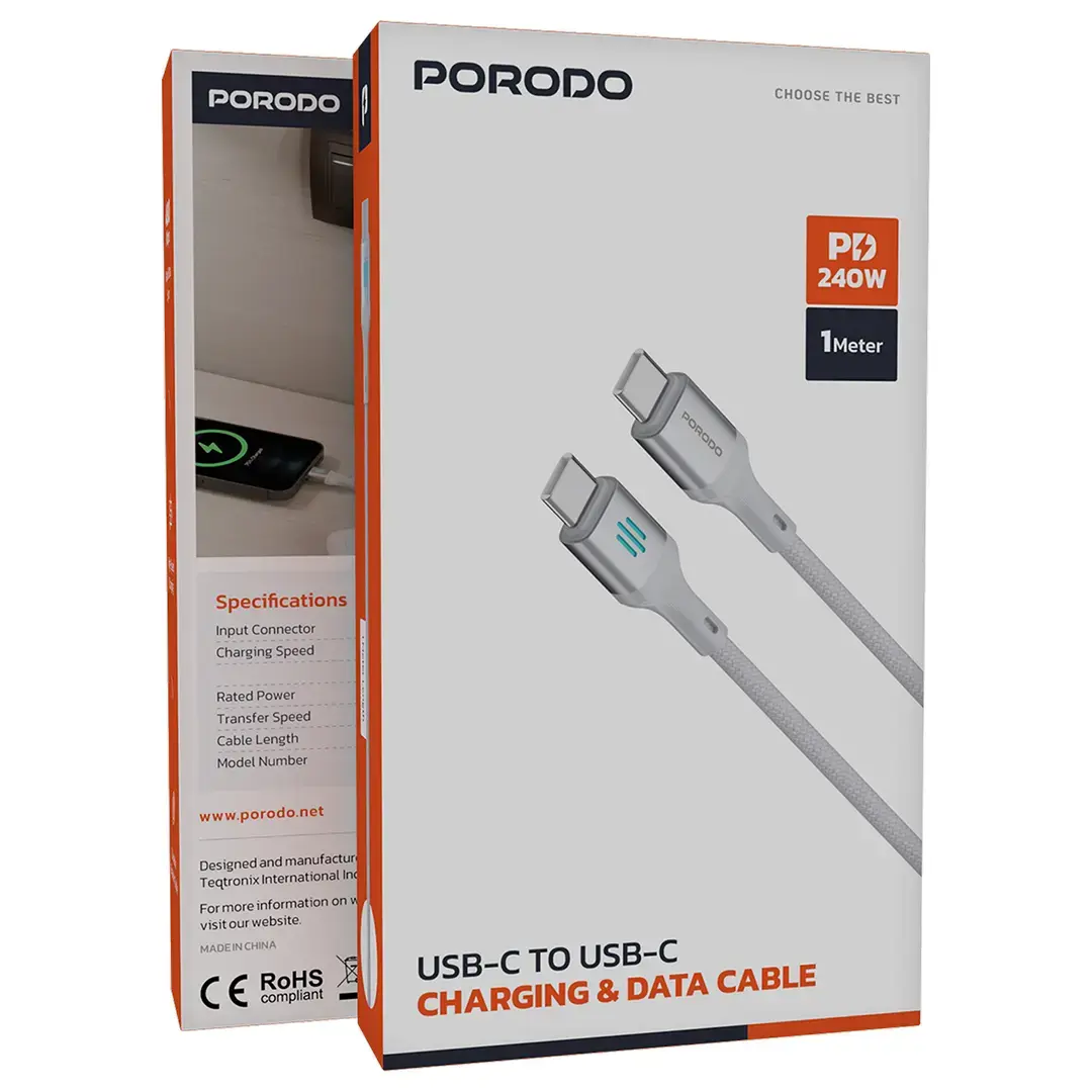 Porodo USB-C To USB-C Charging & Data Cable PD 240W - PDDC240SL