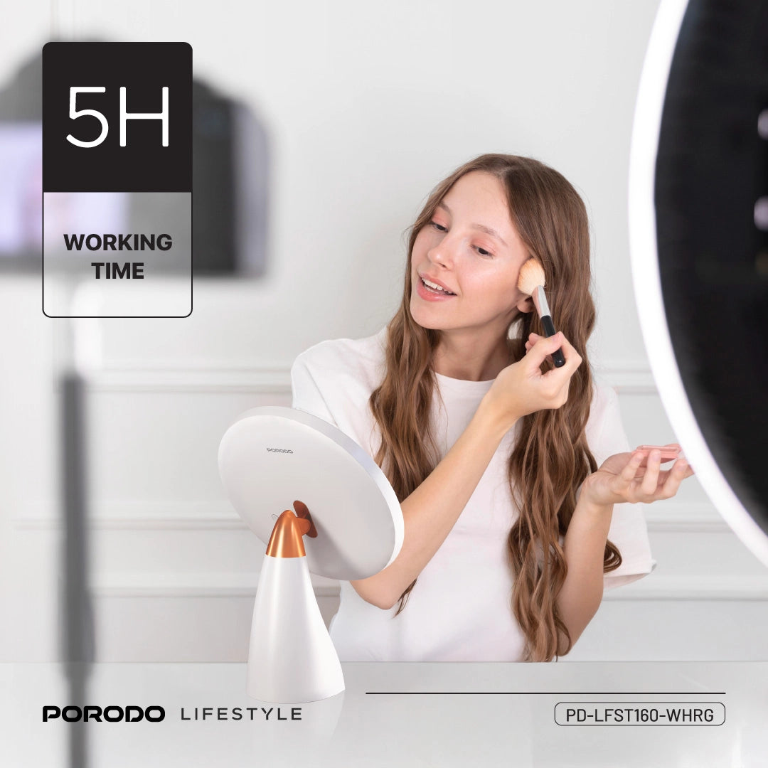 Porodo Lifestyle Vanity Makeup LED Illuminated Mirror - PD-LFST160-WHRG