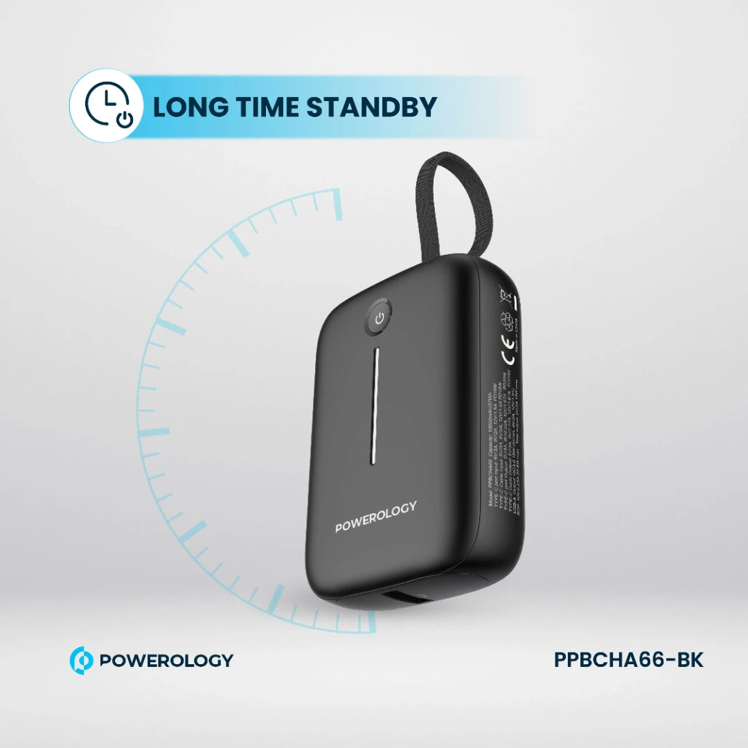 Powerology 10000mAh Power Bank - PPBCHA66-BK - Black