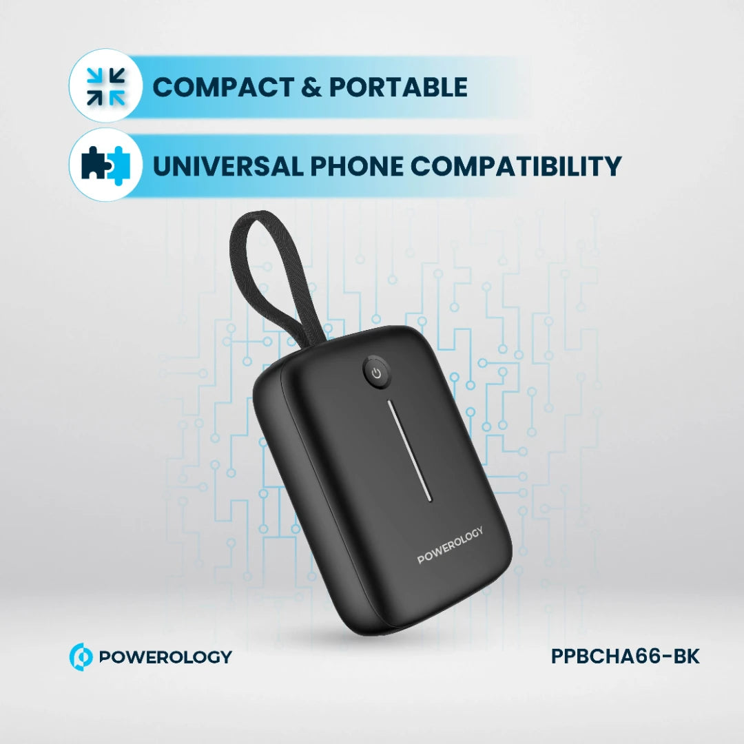 Powerology 10000mAh Power Bank - PPBCHA66-BK - Black