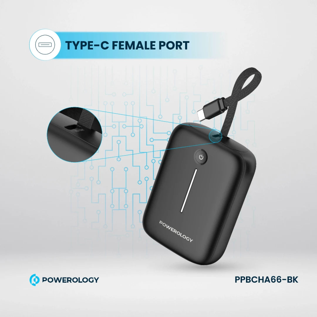 Powerology 10000mAh Power Bank - PPBCHA66-BK - Black