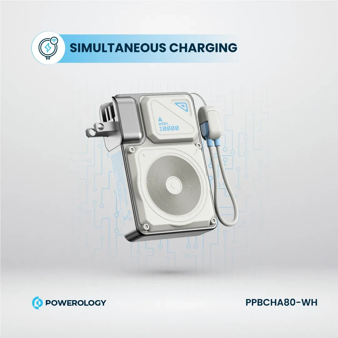 Powerology شاحن حائط ماج سيف بسعة 10000 مللي أمبير - PPBCHA80-WH - أبيض