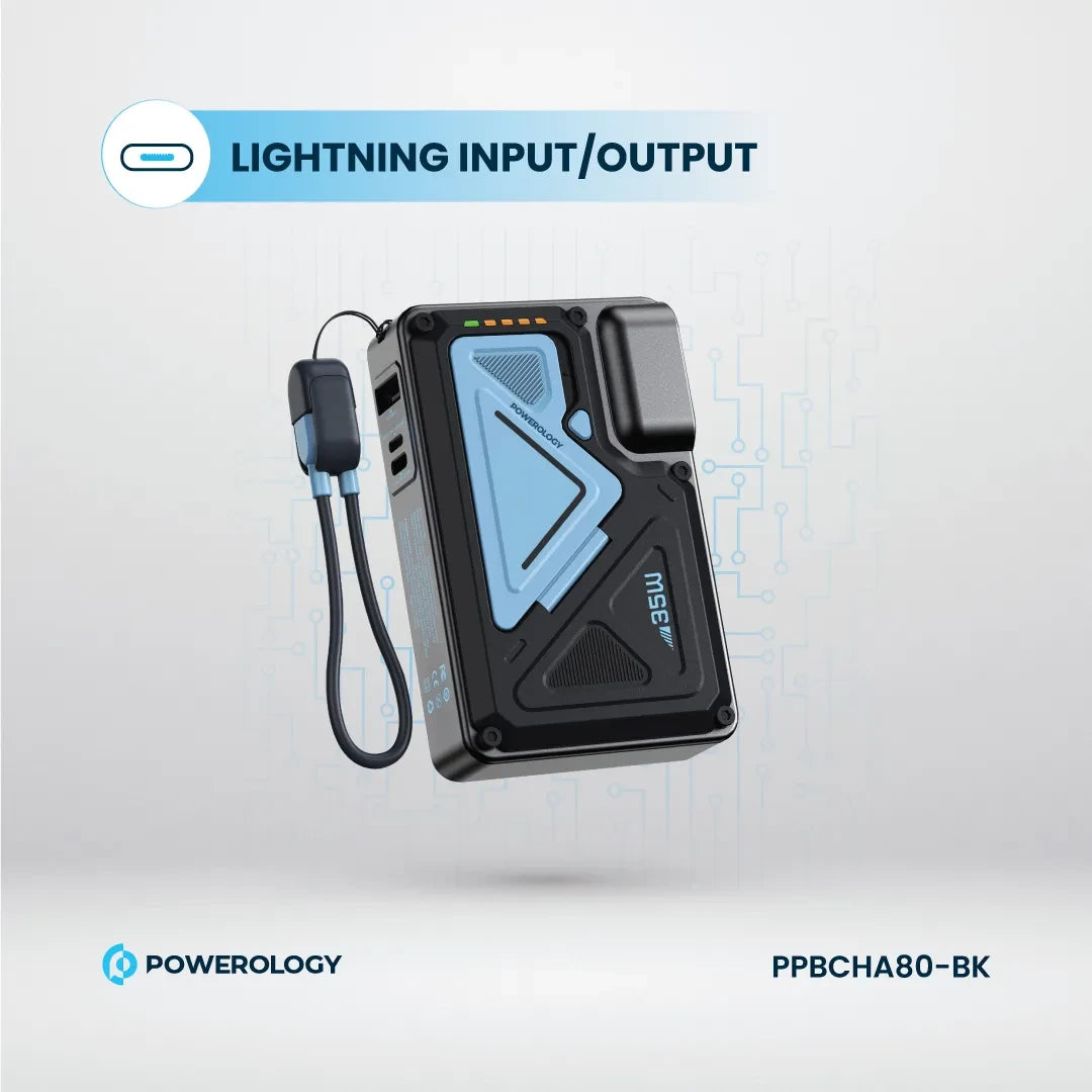 Powerology شاحن حائط ماج سيف بسعة 10000 مللي أمبير - PPBCHA80-BK - أسود