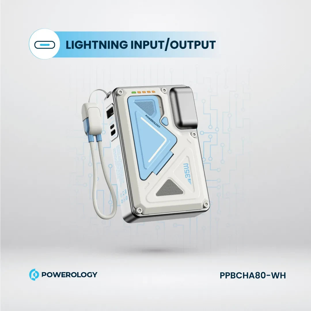 Powerology شاحن حائط ماج سيف بسعة 10000 مللي أمبير - PPBCHA80-WH - أبيض
