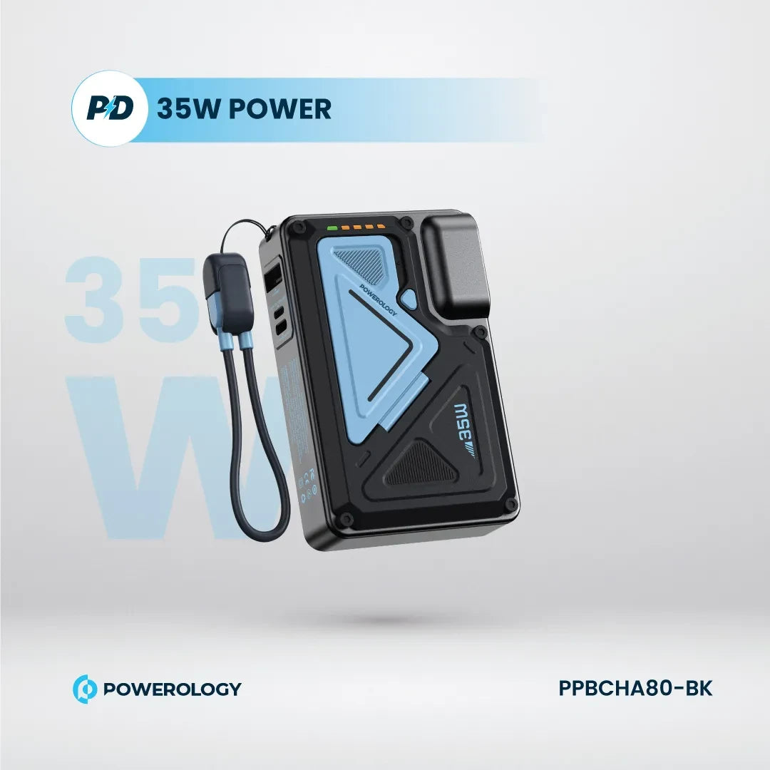 Powerology شاحن حائط ماج سيف بسعة 10000 مللي أمبير - PPBCHA80-BK - أسود