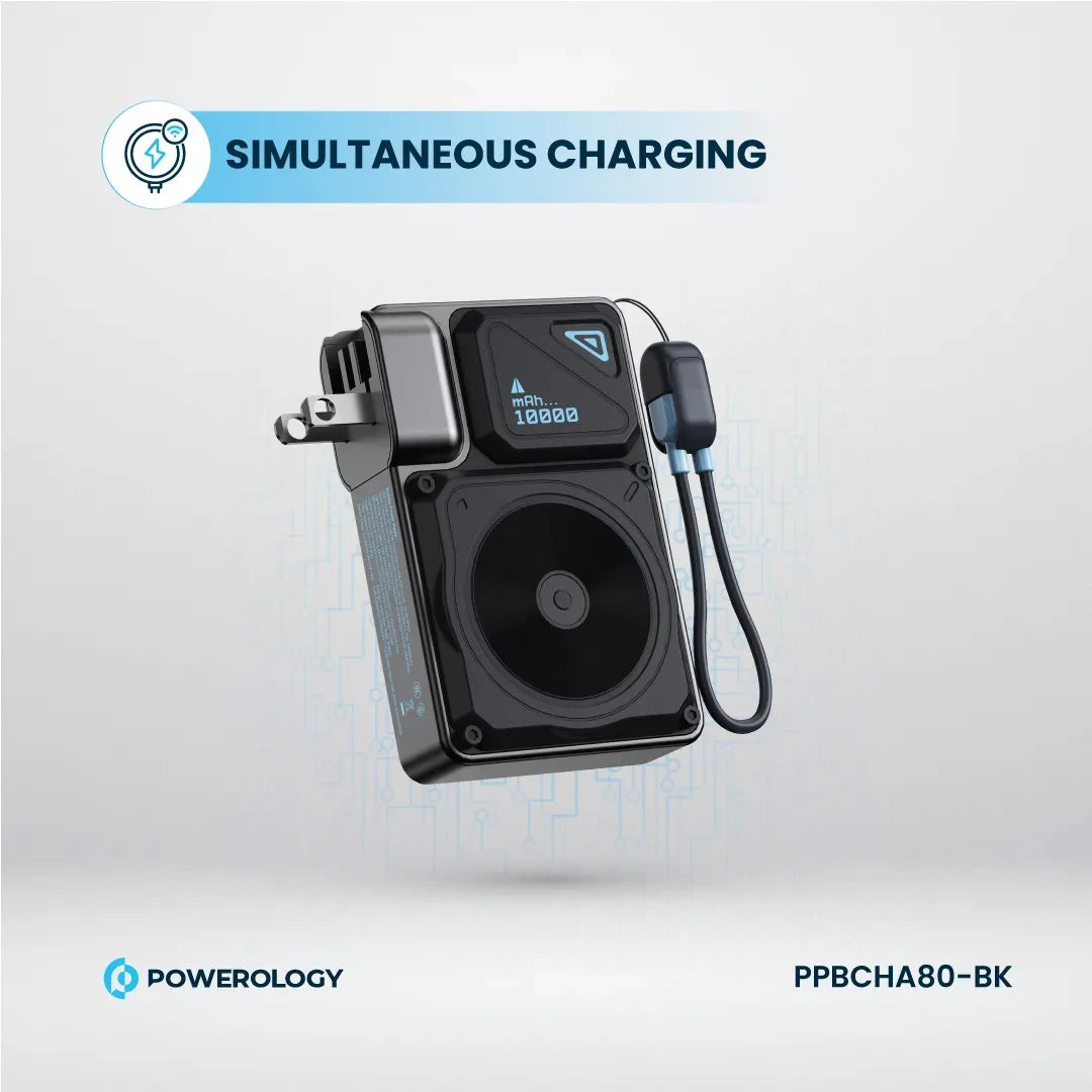 Powerology شاحن حائط ماج سيف بسعة 10000 مللي أمبير - PPBCHA80-BK - أسود