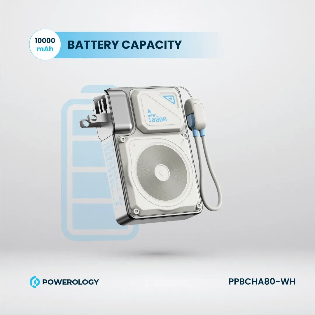 Powerology شاحن حائط ماج سيف بسعة 10000 مللي أمبير - PPBCHA80-WH - أبيض