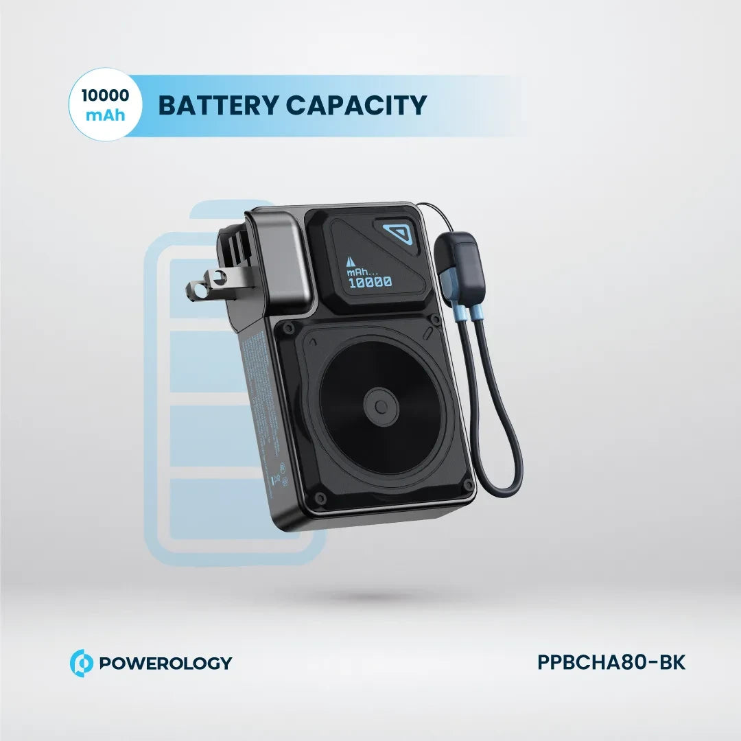 Powerology شاحن حائط ماج سيف بسعة 10000 مللي أمبير - PPBCHA80-BK - أسود
