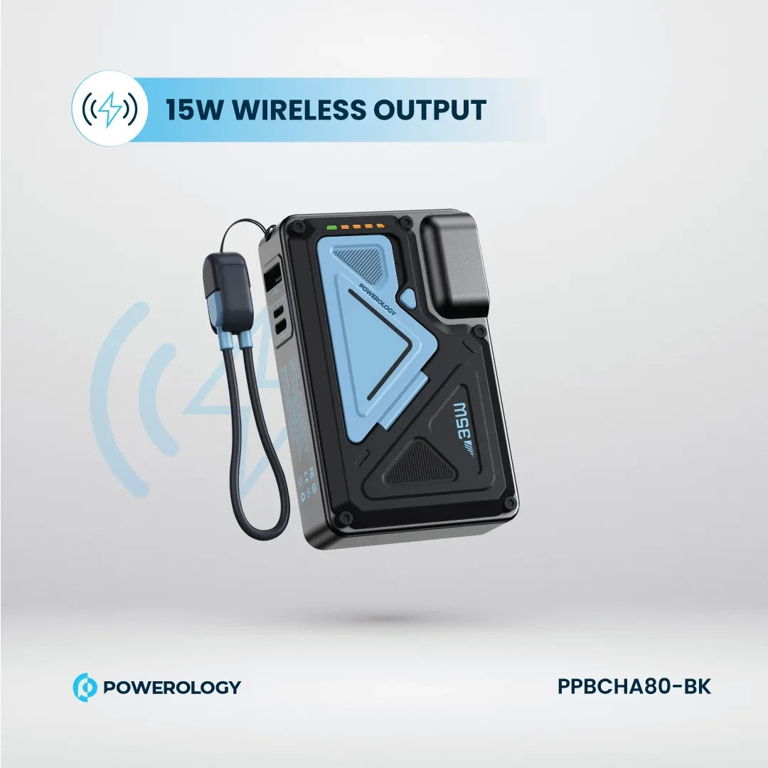 Powerology شاحن حائط ماج سيف بسعة 10000 مللي أمبير - PPBCHA80-BK - أسود