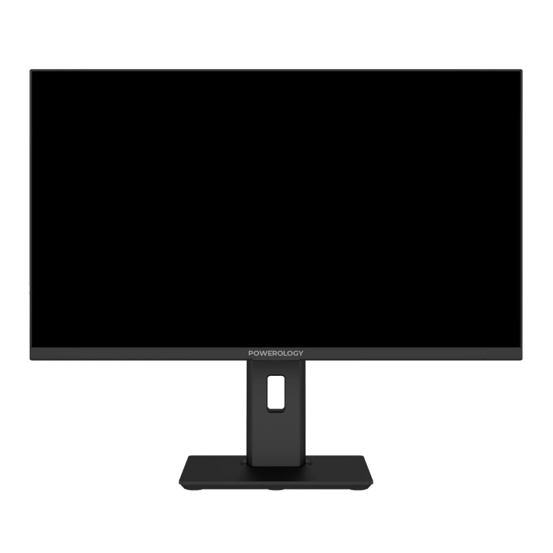 Powerology 27" 4K UHD Monitor Adjustable Rotating Stand - P4KOM27BK - Black