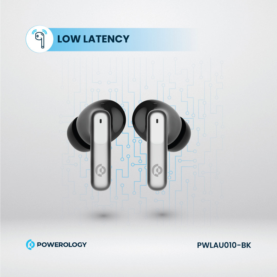 Powerology 6 Mic Hybrid ANC + ENC True Wireless Buds - PWLAU010-BK - Black