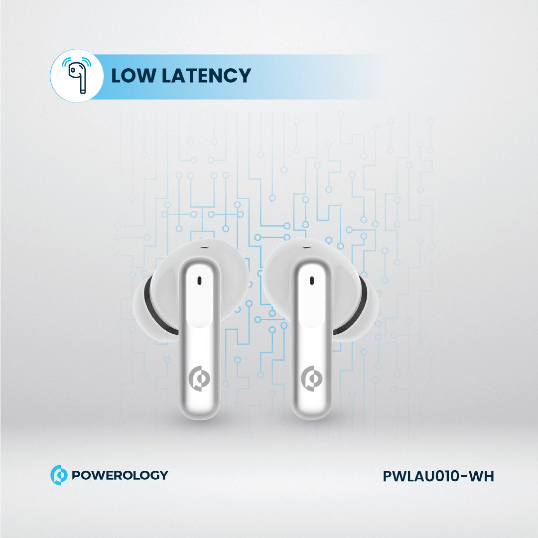 Powerology 6 Mic Hybrid ANC + ENC True Wireless Buds - PWLAU010-WH - White