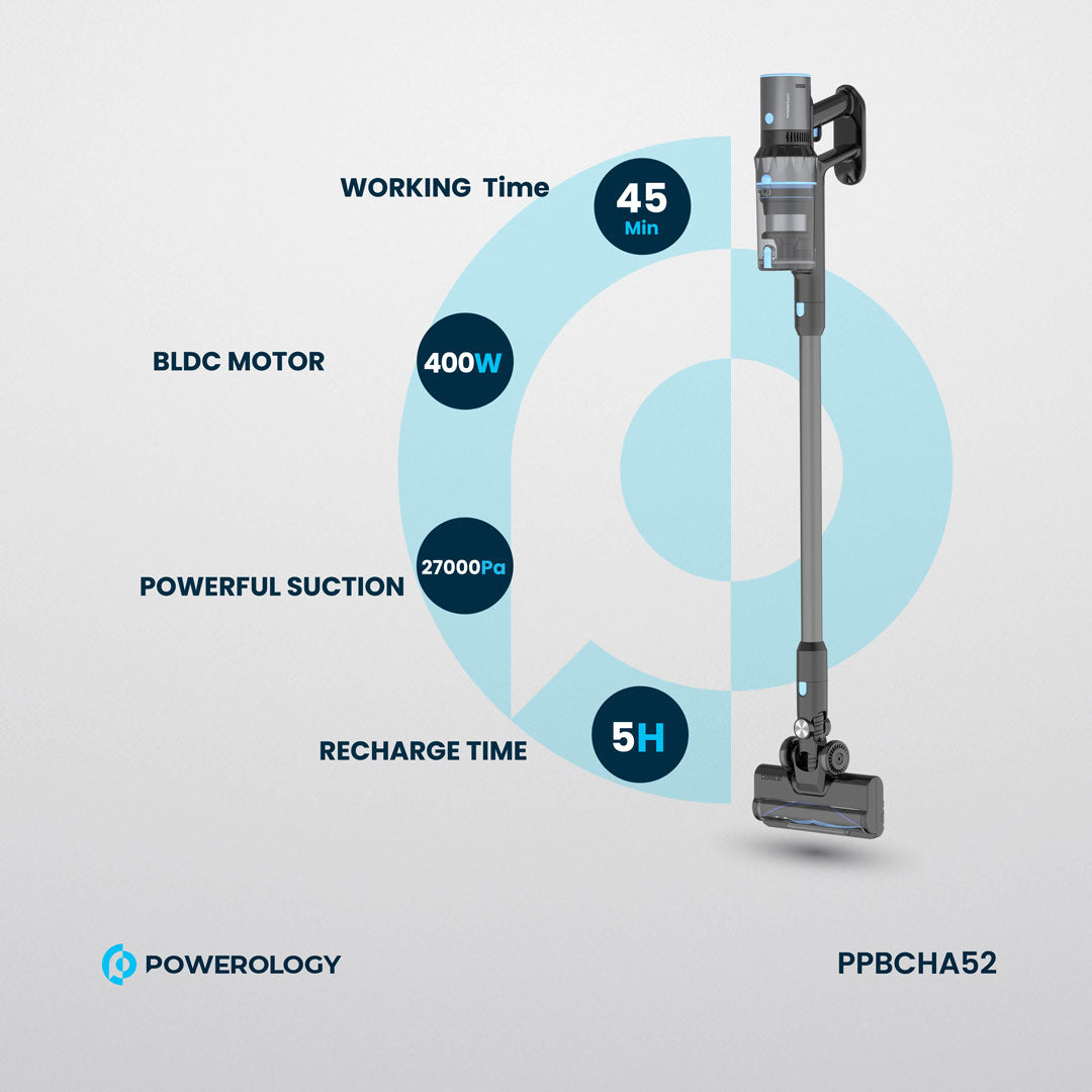 Powerology مكنسة كهربائية لاسلكية عصوية - PPBCHA52 - أسود