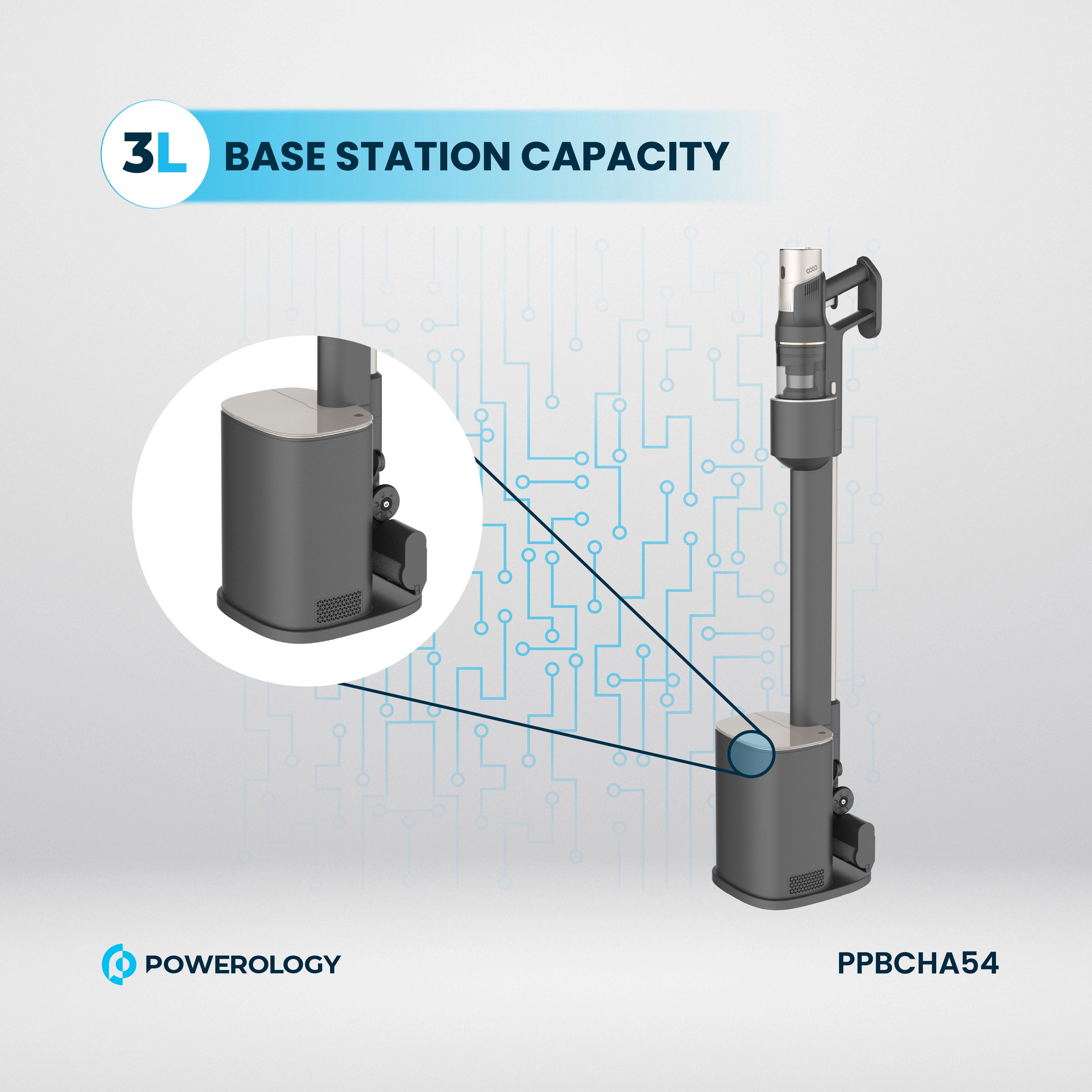Powerology Cordless Vacuum Auto-Disposal Charging - PPBCHA54 - Black