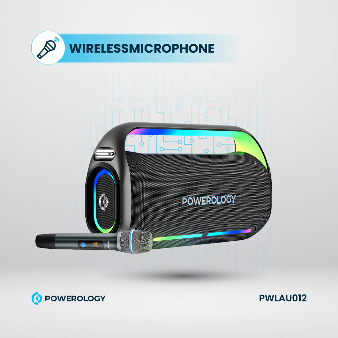 Powerology مكبر صوت للحفلات بصوت جهير عميق - PWLAU012 - أسود