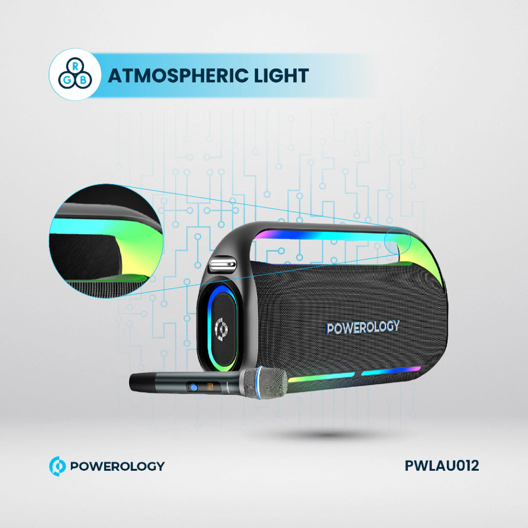 Powerology مكبر صوت للحفلات بصوت جهير عميق - PWLAU012 - أسود