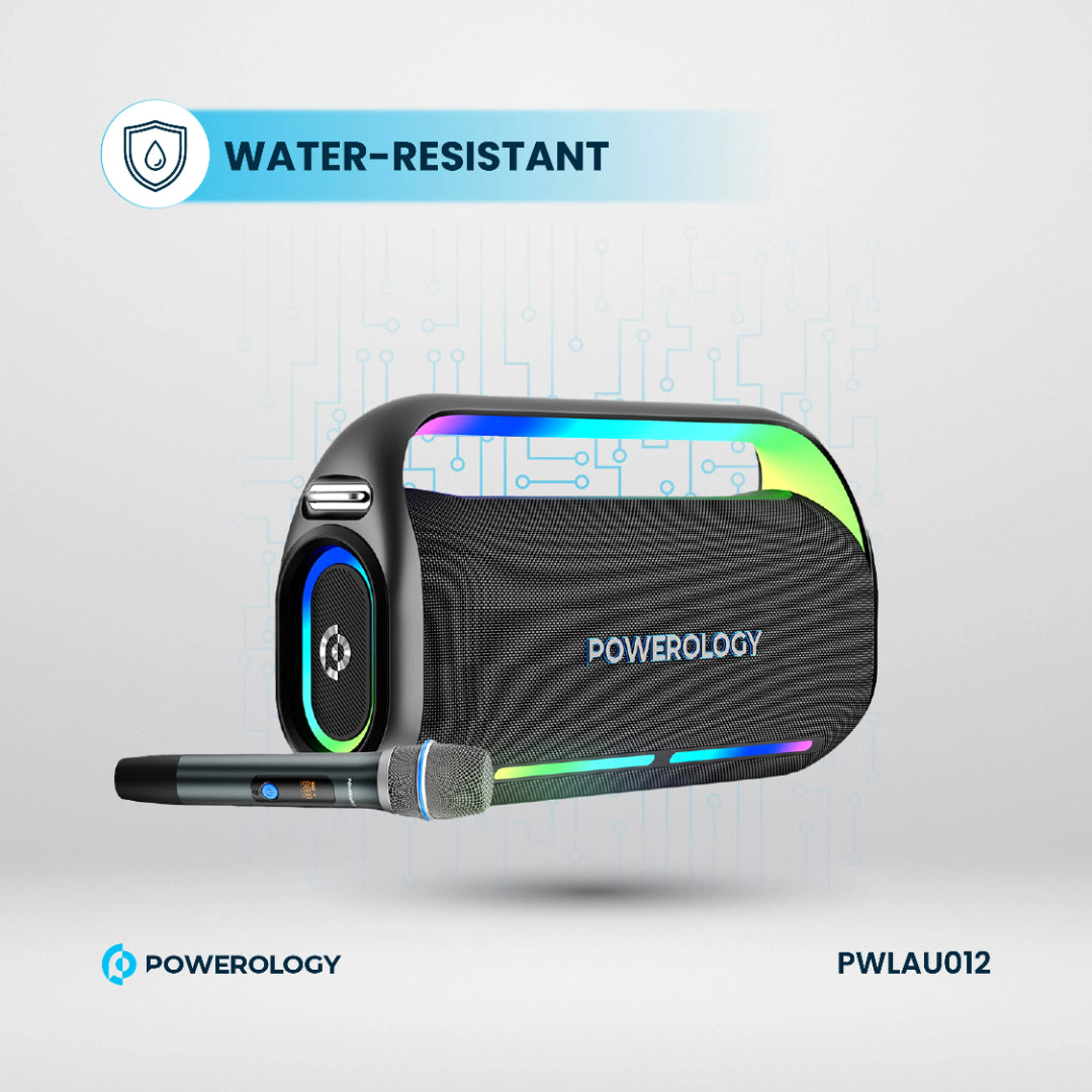 Powerology مكبر صوت للحفلات بصوت جهير عميق - PWLAU012 - أسود