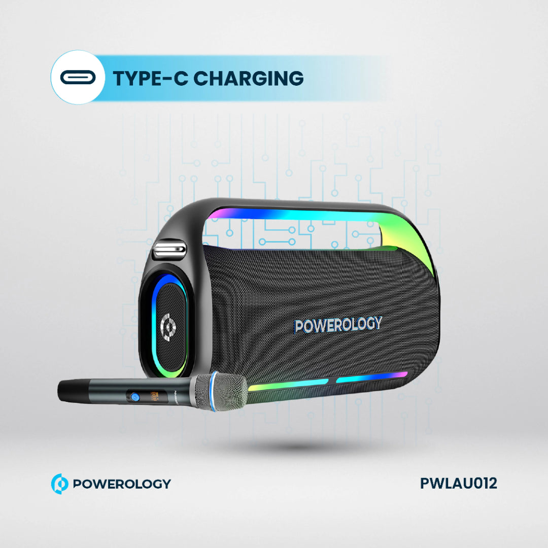 Powerology مكبر صوت للحفلات بصوت جهير عميق - PWLAU012 - أسود